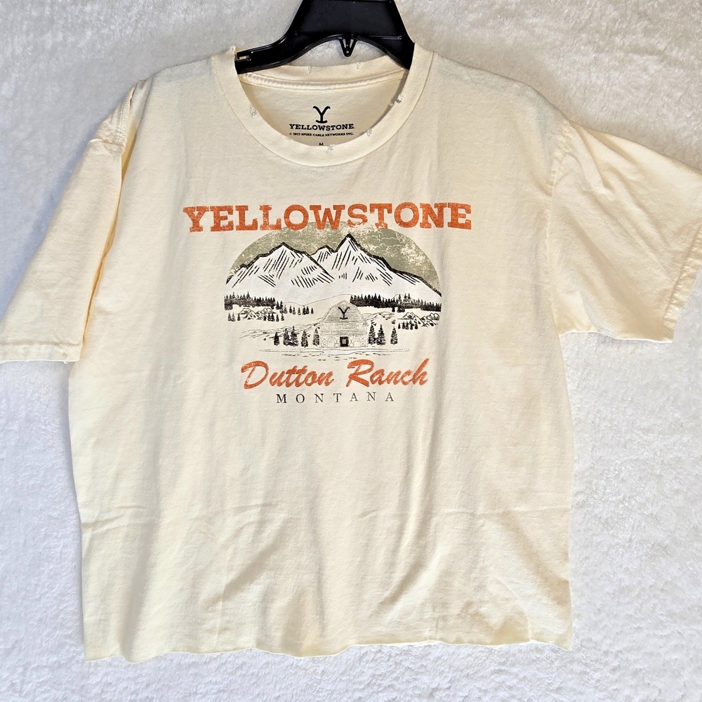 YELLOWSTONE Dutton Ranch Montana T Shirt Medium Cropped‎ Distressed 2023 Spike